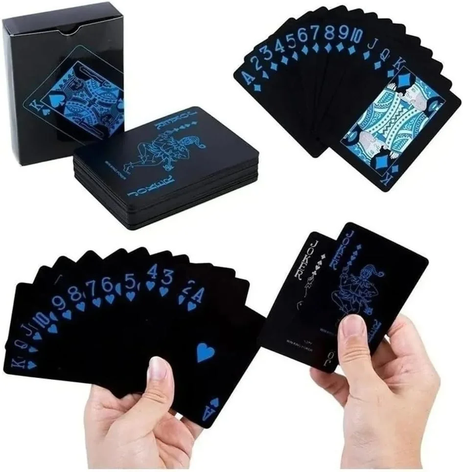 Baralho Azul Black Poker Cartas Jogos Prova D'agua