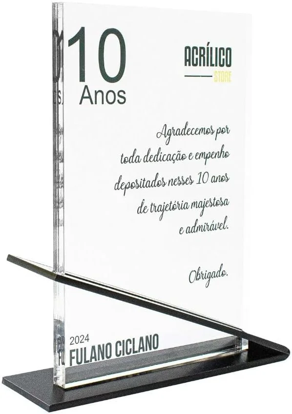 Plaquinha de acrílico com mensagem para inserir em arranjo de flores