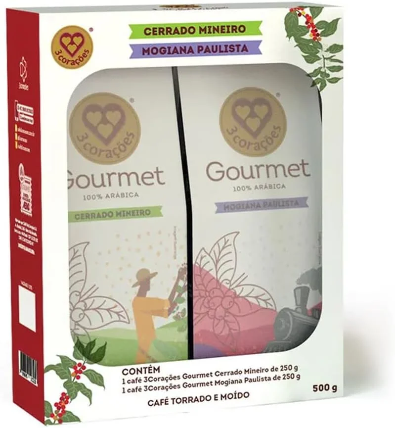 3 Corações Kit Café Gourmet Torrado e moído - Cerrado Mineiro e Mogiana Paulista
