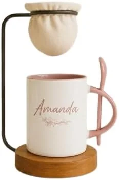 Caneca Personalizada com Nome + Coador de Café Individual + Colher