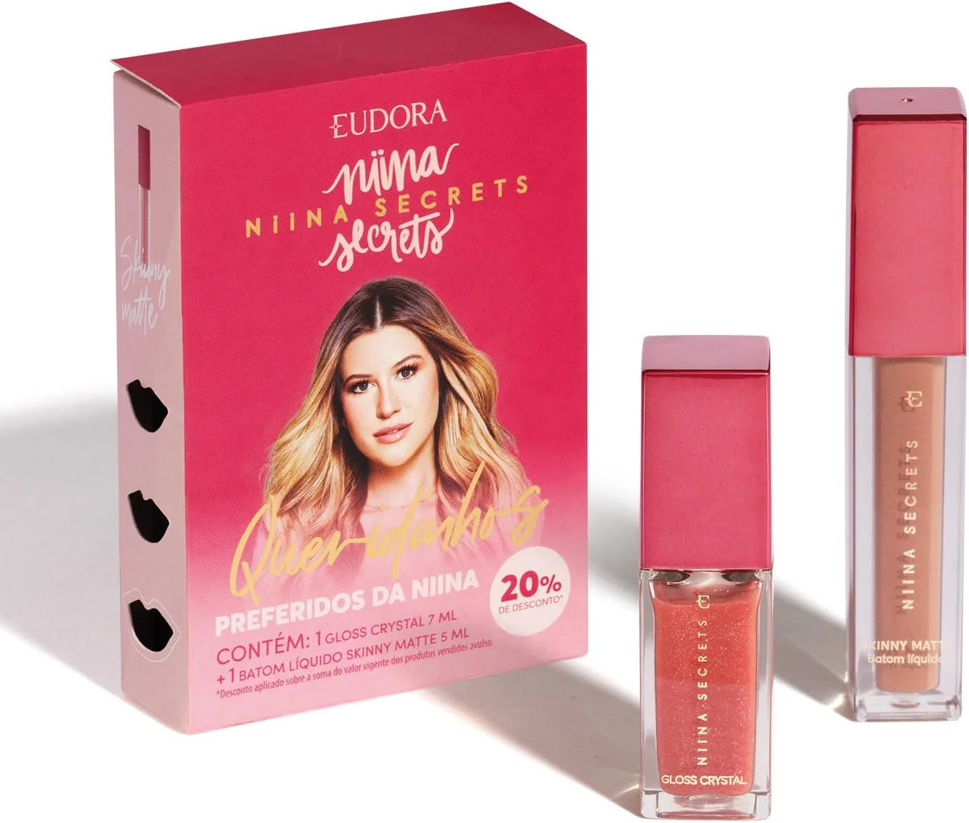 Kit Queridinhos da Niina: Batom Líquido Matte 5ml + Gloss Crystal