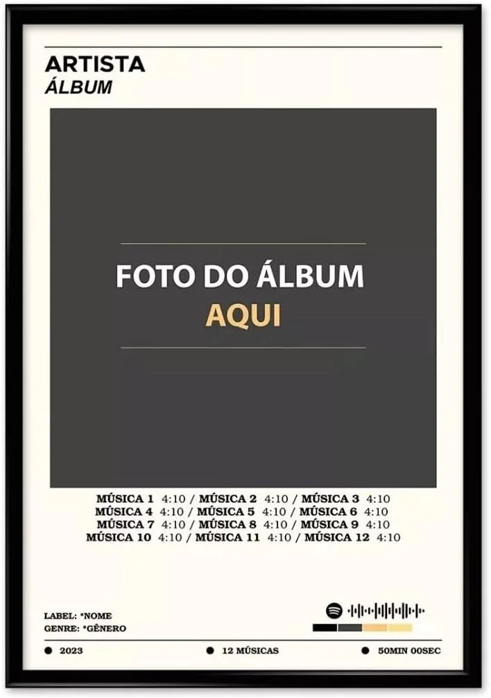 Quadros Decorativos Álbum Spotify Personalizados